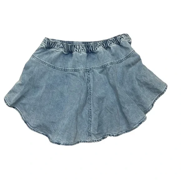 Aerie Denim Mini Skirt S Blue Find‎ Happy Everywhere Circle Jean Flare Beach NEW - Picture 2 of 8